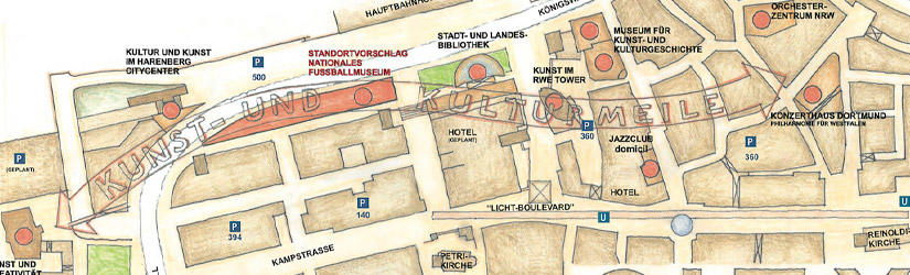City map of the art and culture mile in Dortmund